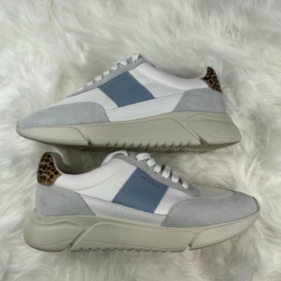 Axel Arigato Genesis Low Top Sneaker in White/Dusty Blue/Leopard - Picture 7 of 9